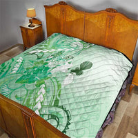 Aotearoa Maori Wahine Quilt Fantail Bird Green Gold Marble LT05 - Polynesian Pride