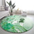 Aotearoa Maori Wahine Round Carpet Fantail Bird Green Gold Marble