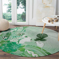 Aotearoa Maori Wahine Round Carpet Fantail Bird Green Gold Marble LT05 - Polynesian Pride