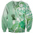 Aotearoa Maori Wahine Sweatshirt Fantail Bird Green Gold Marble