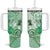 Aotearoa Maori Wahine Tumbler With Handle Fantail Bird Green Gold Marble