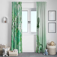 Aotearoa Maori Wahine Window Curtain Fantail Bird Green Gold Marble