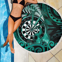New Zealand Darts Beach Blanket Maori Koru Dartboard Turquoise Flame
