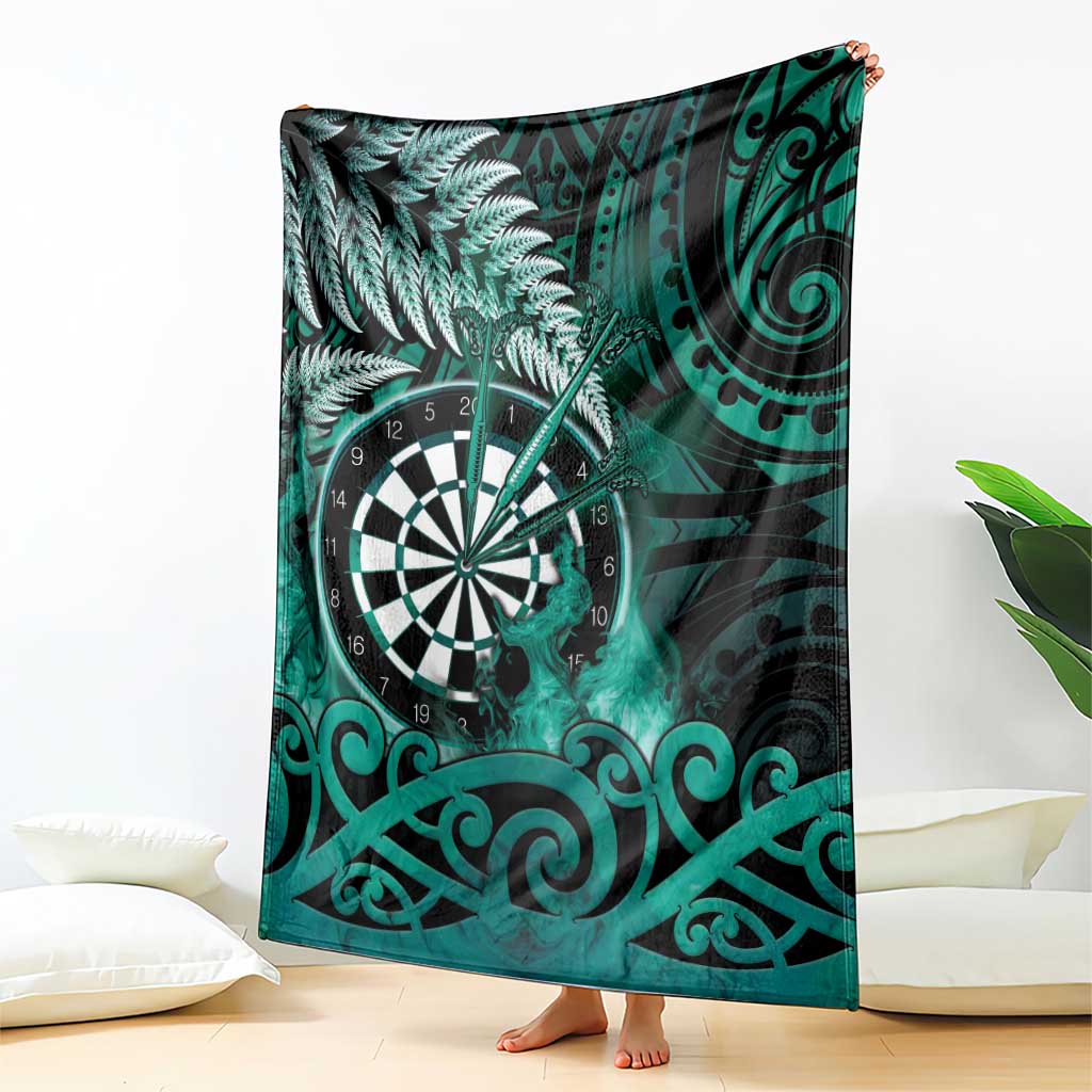 New Zealand Darts Blanket Maori Koru Dartboard Turquoise Flame LT05 - Polynesian Pride