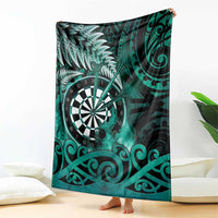 New Zealand Darts Blanket Maori Koru Dartboard Turquoise Flame LT05 - Polynesian Pride