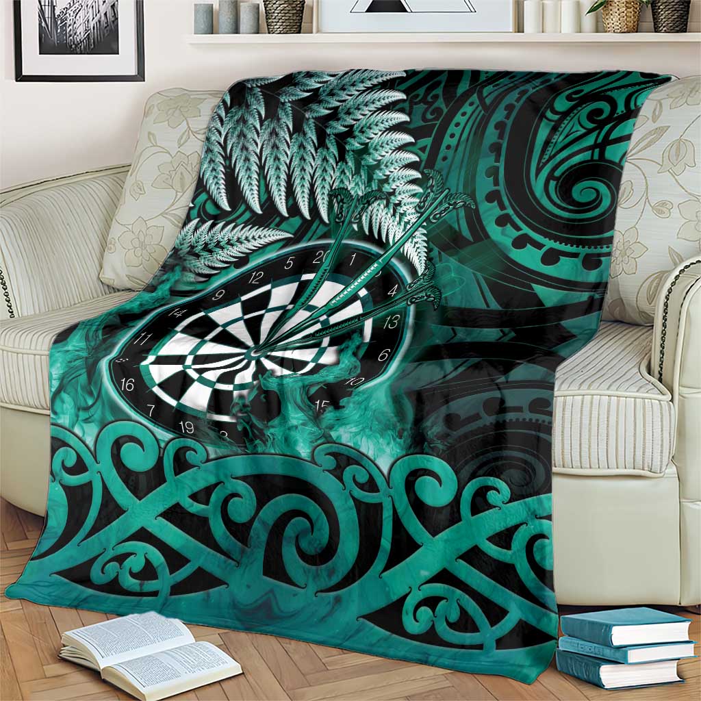 New Zealand Darts Blanket Maori Koru Dartboard Turquoise Flame LT05 - Polynesian Pride