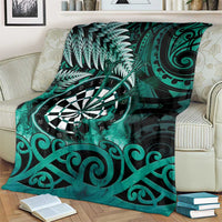 New Zealand Darts Blanket Maori Koru Dartboard Turquoise Flame LT05 - Polynesian Pride