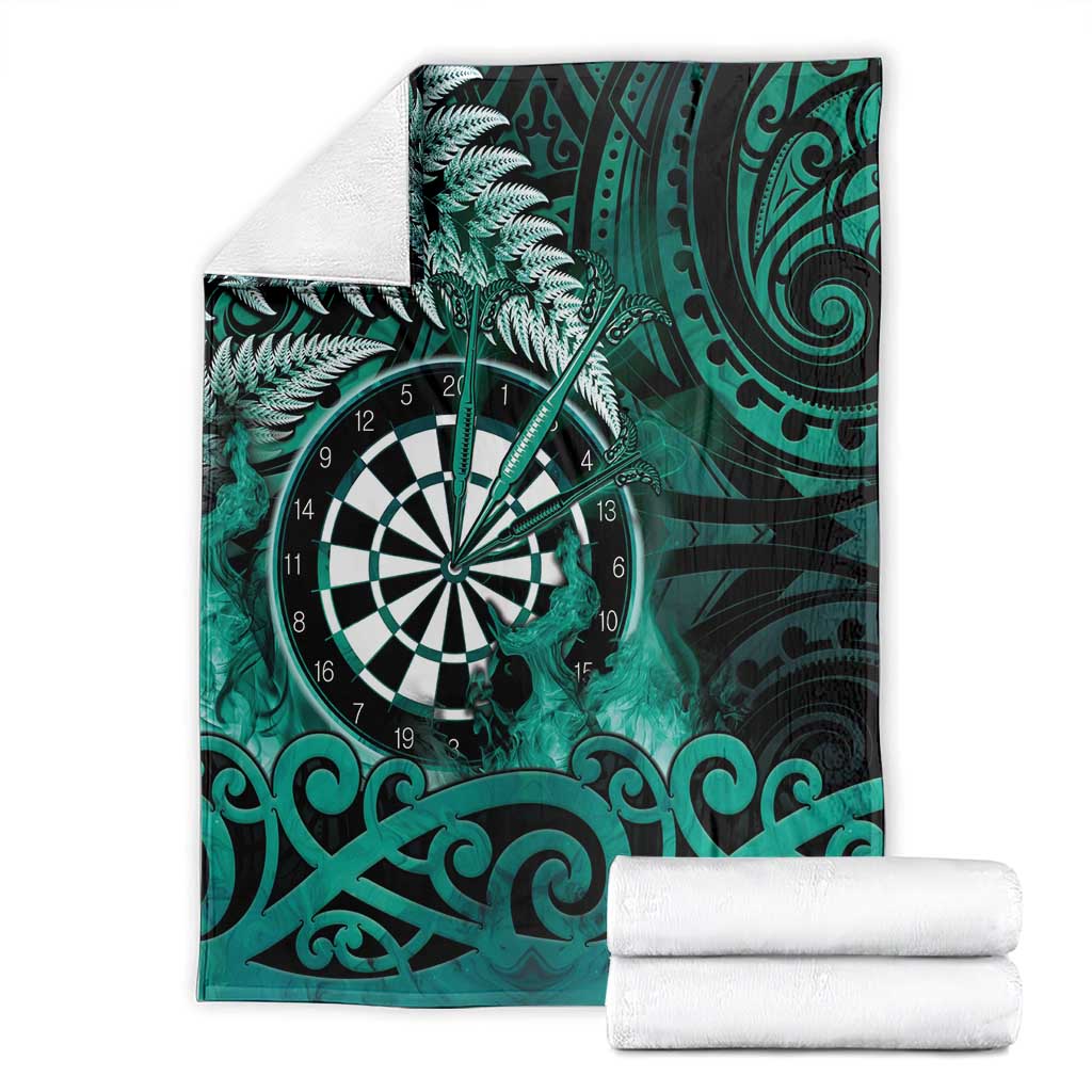 New Zealand Darts Blanket Maori Koru Dartboard Turquoise Flame LT05 - Polynesian Pride