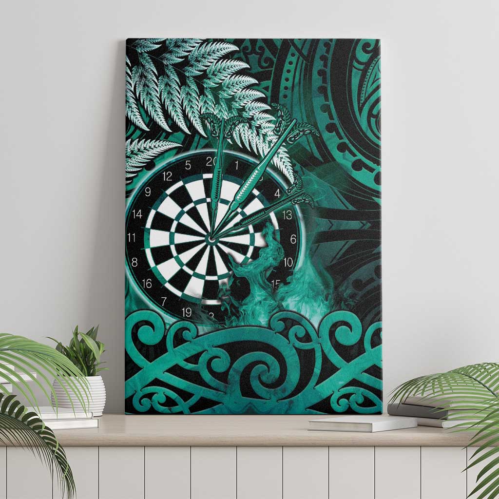 New Zealand Darts Canvas Wall Art Maori Koru Dartboard Turquoise Flame LT05 - Polynesian Pride