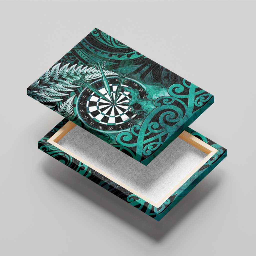 New Zealand Darts Canvas Wall Art Maori Koru Dartboard Turquoise Flame LT05 - Polynesian Pride