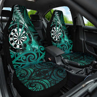 New Zealand Darts Car Seat Cover Maori Koru Dartboard Turquoise Flame