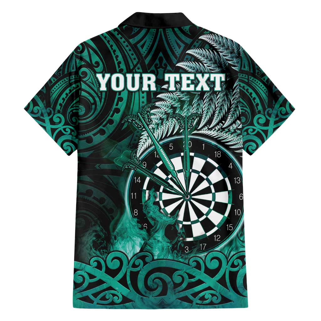 Personalised New Zealand Darts Family Matching Off Shoulder Maxi Dress and Hawaiian Shirt Maori Koru Dartboard Turquoise Flame LT05 - Polynesian Pride