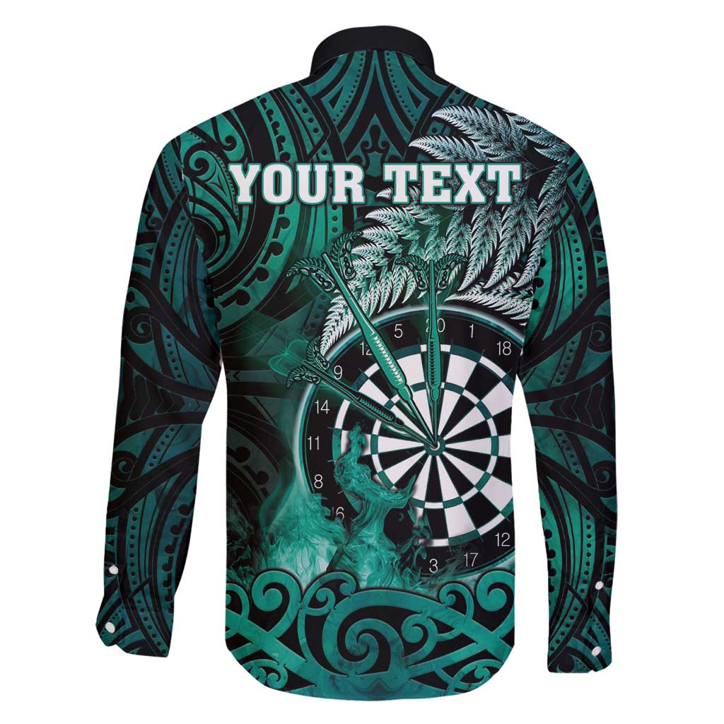 Personalised New Zealand Darts Family Matching Off Shoulder Maxi Dress and Hawaiian Shirt Maori Koru Dartboard Turquoise Flame LT05 - Polynesian Pride