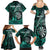 Personalised New Zealand Darts Family Matching Summer Maxi Dress and Hawaiian Shirt Maori Koru Dartboard Turquoise Flame