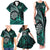 Personalised New Zealand Darts Family Matching Tank Maxi Dress and Hawaiian Shirt Maori Koru Dartboard Turquoise Flame