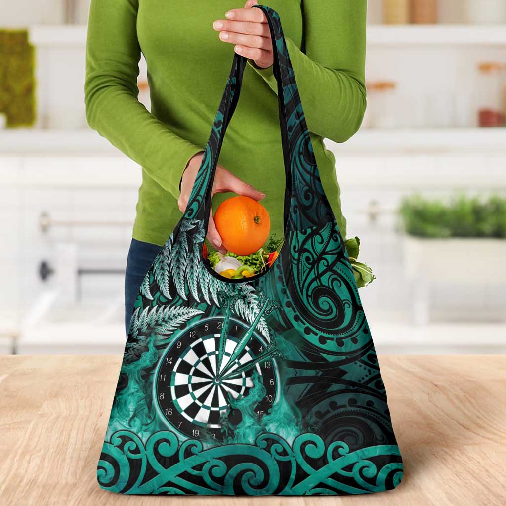 New Zealand Darts Grocery Bag Maori Koru Dartboard Turquoise Flame LT05 - Polynesian Pride