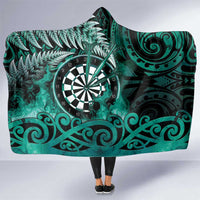 New Zealand Darts Hooded Blanket Maori Koru Dartboard Turquoise Flame LT05 One Size Turquoise - Polynesian Pride