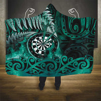 New Zealand Darts Hooded Blanket Maori Koru Dartboard Turquoise Flame LT05 - Polynesian Pride