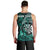 Personalised New Zealand Darts Men Tank Top Maori Koru Dartboard Turquoise Flame