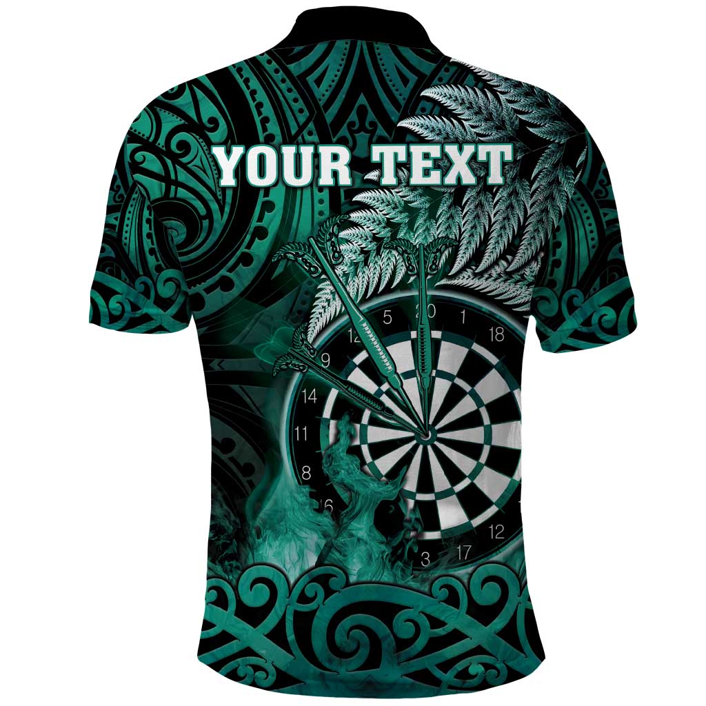 Personalised New Zealand Darts Polo Shirt Maori Koru Dartboard Turquoise Flame LT05 - Polynesian Pride