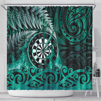 New Zealand Darts Shower Curtain Maori Koru Dartboard Turquoise Flame LT05 - Polynesian Pride