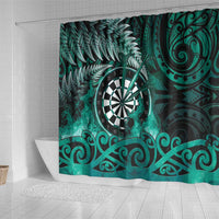 New Zealand Darts Shower Curtain Maori Koru Dartboard Turquoise Flame LT05 - Polynesian Pride