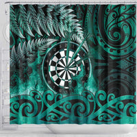 New Zealand Darts Shower Curtain Maori Koru Dartboard Turquoise Flame LT05 - Polynesian Pride