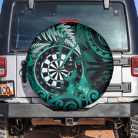 New Zealand Darts Spare Tire Cover Maori Koru Dartboard Turquoise Flame LT05 Turquoise - Polynesian Pride