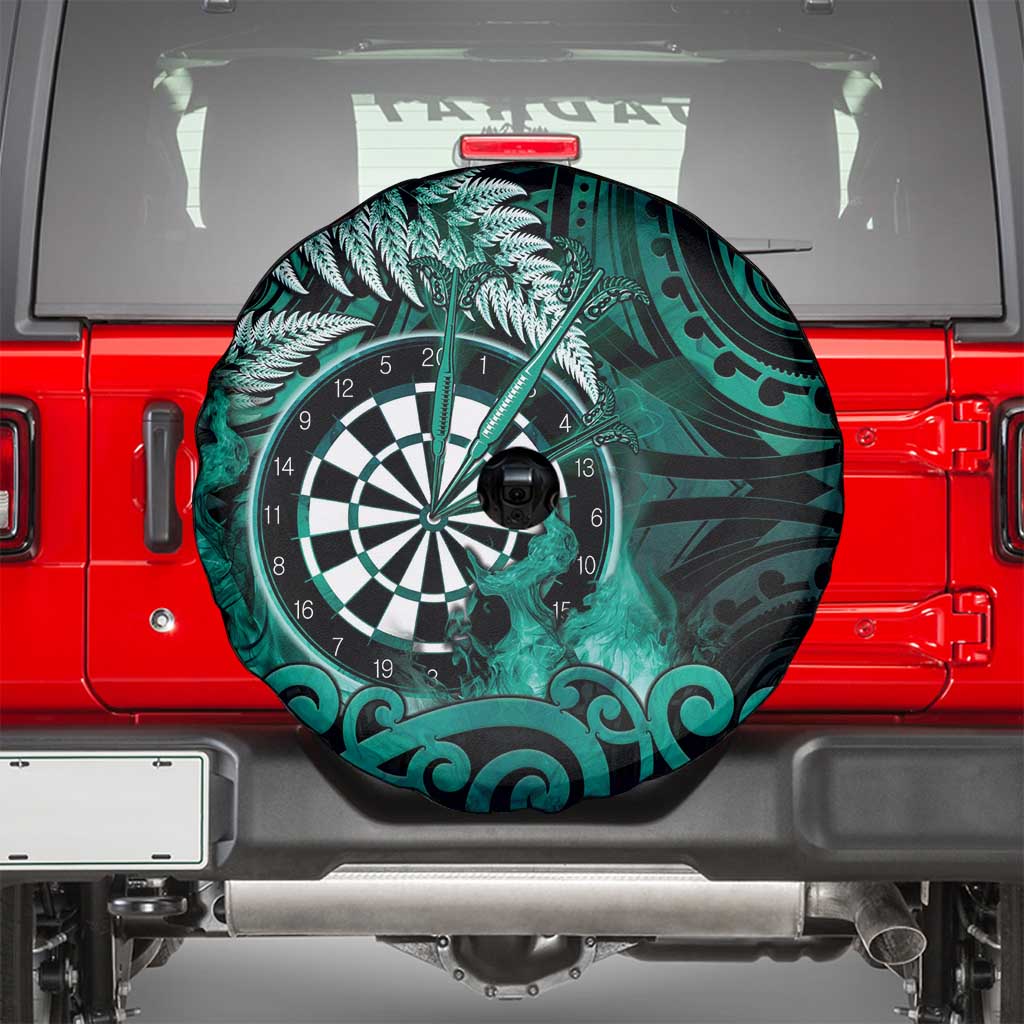 New Zealand Darts Spare Tire Cover Maori Koru Dartboard Turquoise Flame LT05 - Polynesian Pride