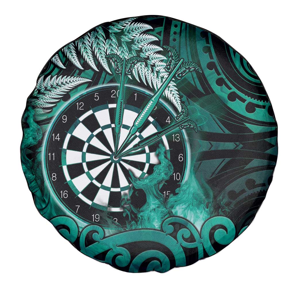 New Zealand Darts Spare Tire Cover Maori Koru Dartboard Turquoise Flame LT05 - Polynesian Pride
