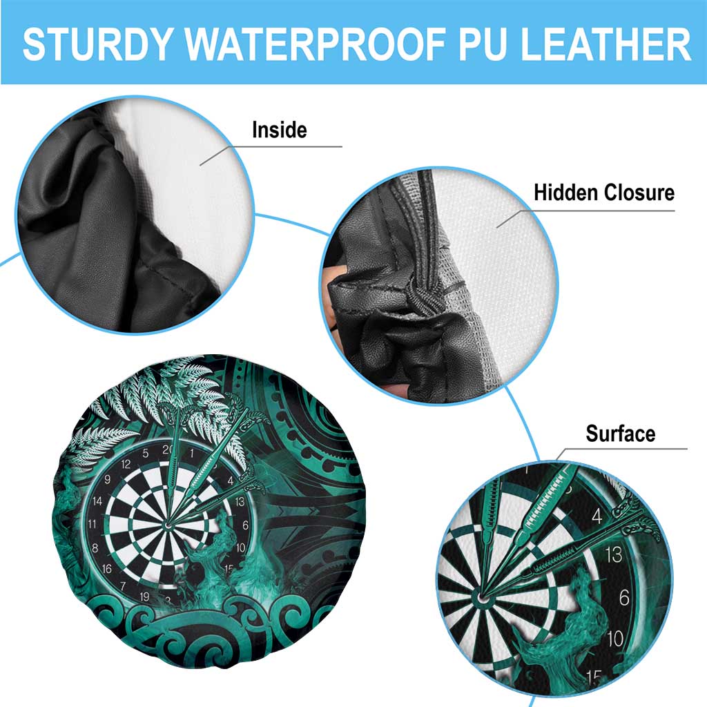 New Zealand Darts Spare Tire Cover Maori Koru Dartboard Turquoise Flame LT05 - Polynesian Pride