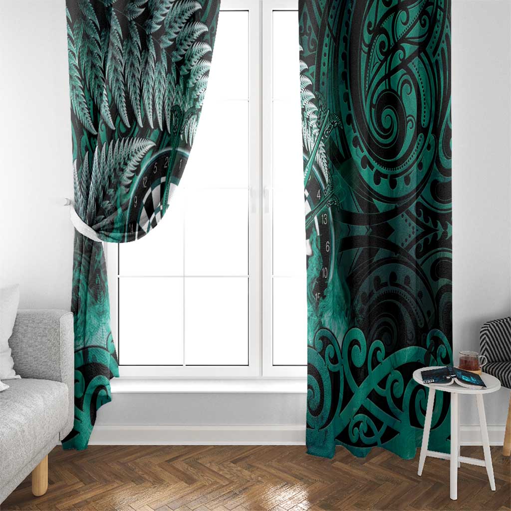 New Zealand Darts Window Curtain Maori Koru Dartboard Turquoise Flame