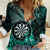 Personalised New Zealand Darts Women Casual Shirt Maori Koru Dartboard Turquoise Flame
