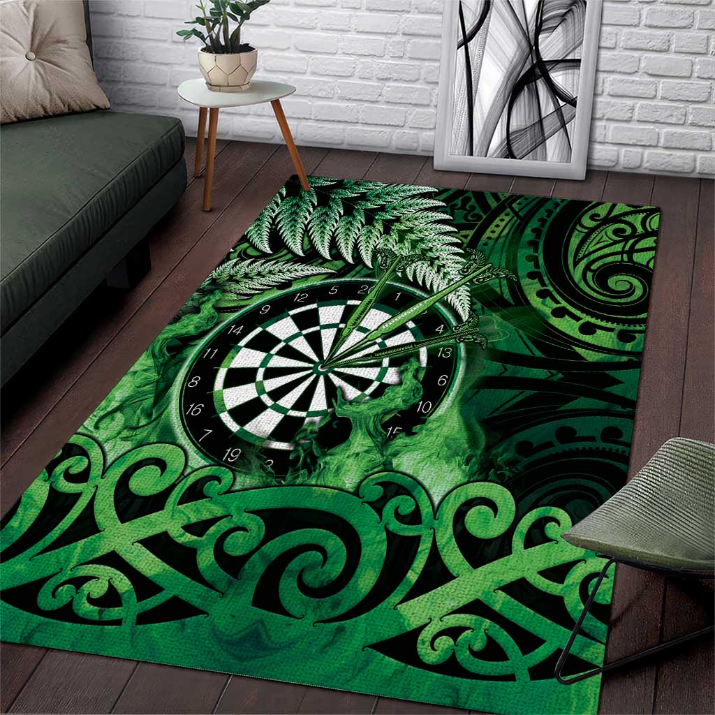 New Zealand Darts Area Rug Maori Koru Dartboard Green Flame