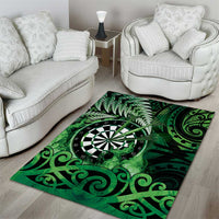 New Zealand Darts Area Rug Maori Koru Dartboard Green Flame