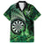 Personalised New Zealand Darts Family Matching Summer Maxi Dress and Hawaiian Shirt Maori Koru Dartboard Green Flame