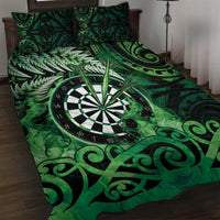 New Zealand Darts Quilt Bed Set Maori Koru Dartboard Green Flame