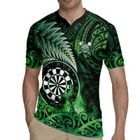 Personalised New Zealand Darts Rugby Jersey Maori Koru Dartboard Green Flame