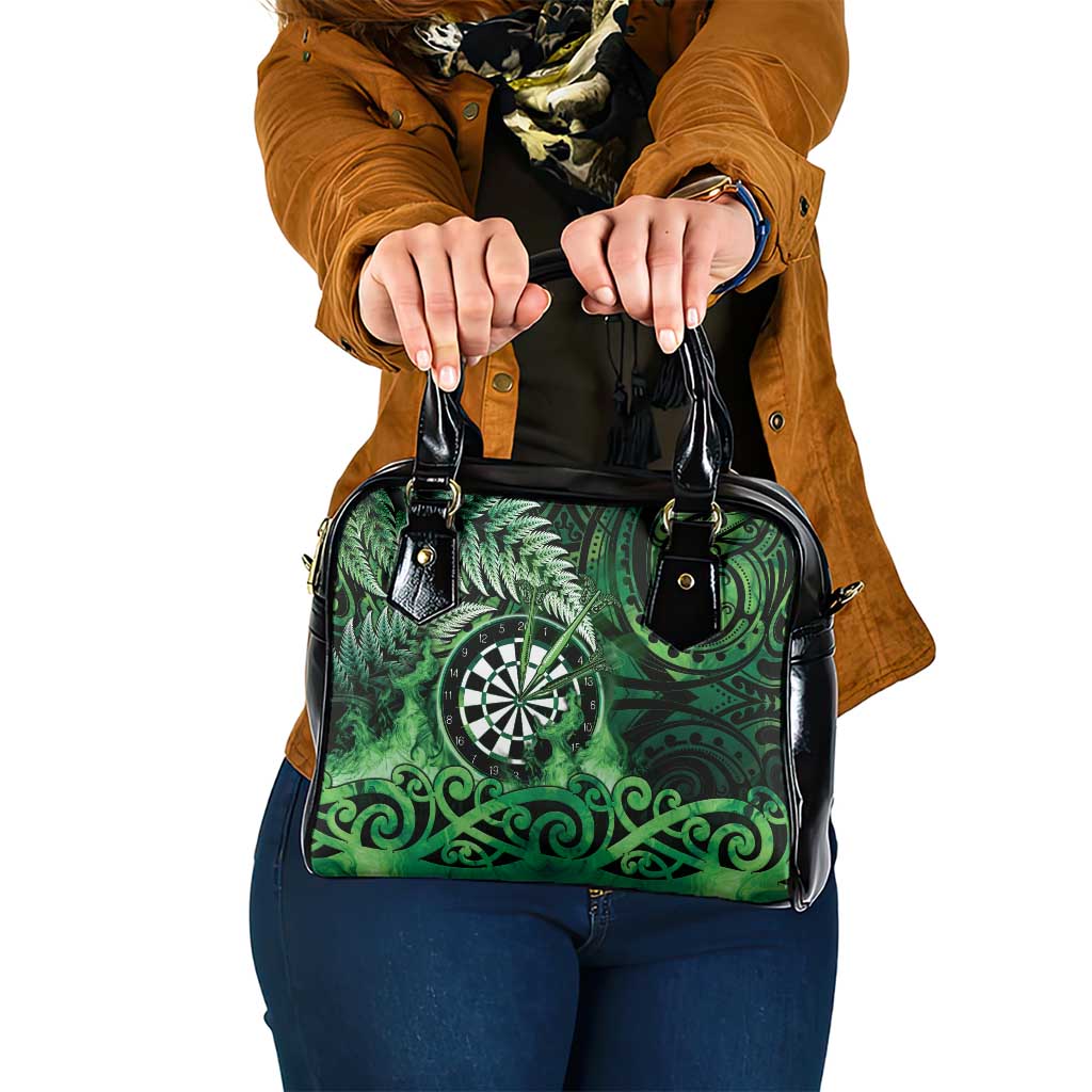 New Zealand Darts Shoulder Handbag Maori Koru Dartboard Green Flame LT05 One Size Green - Polynesian Pride