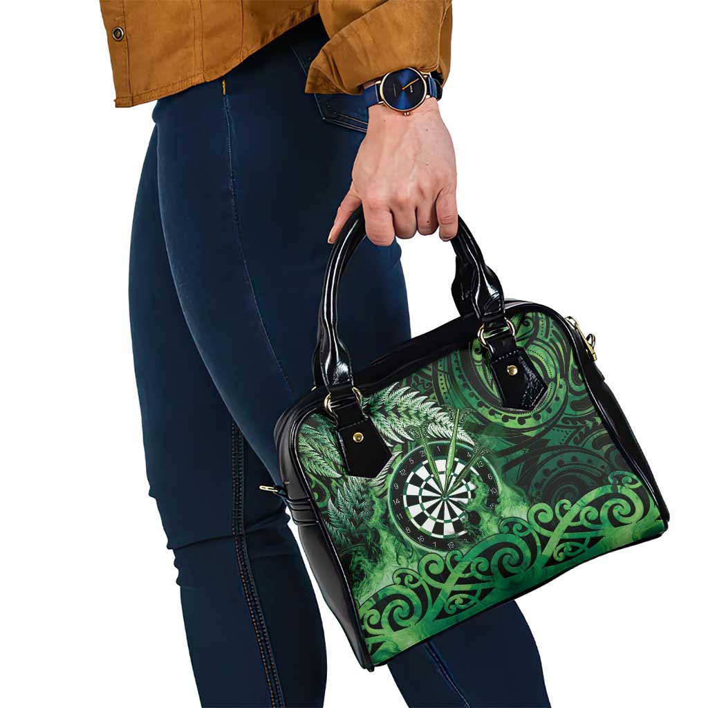 New Zealand Darts Shoulder Handbag Maori Koru Dartboard Green Flame LT05 - Polynesian Pride