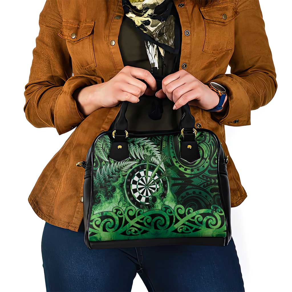 New Zealand Darts Shoulder Handbag Maori Koru Dartboard Green Flame LT05 - Polynesian Pride
