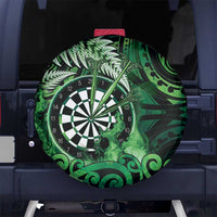 New Zealand Darts Spare Tire Cover Maori Koru Dartboard Green Flame