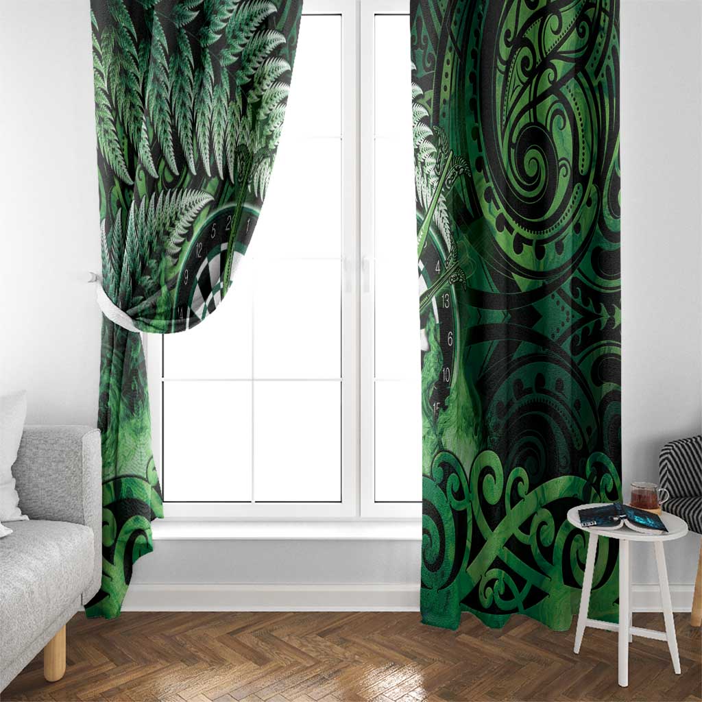 New Zealand Darts Window Curtain Maori Koru Dartboard Green Flame