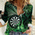 Personalised New Zealand Darts Women Casual Shirt Maori Koru Dartboard Green Flame