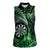 Personalised New Zealand Darts Women Sleeveless Polo Shirt Maori Koru Dartboard Green Flame