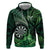 Personalised New Zealand Darts Zip Hoodie Maori Koru Dartboard Green Flame