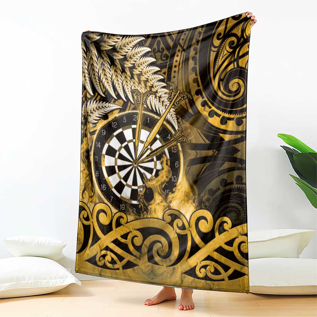 New Zealand Darts Blanket Maori Koru Dartboard Gold Flame LT05 - Polynesian Pride