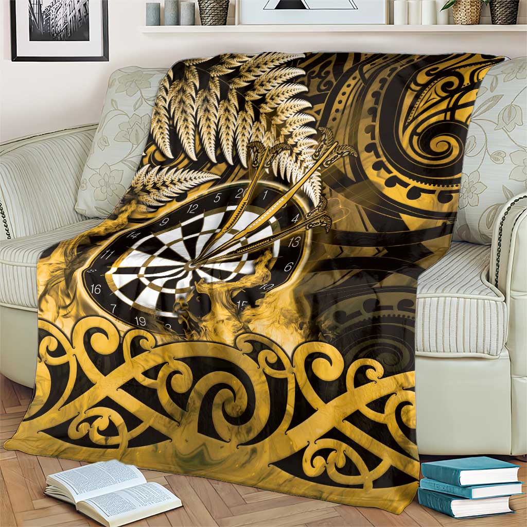 New Zealand Darts Blanket Maori Koru Dartboard Gold Flame LT05 - Polynesian Pride
