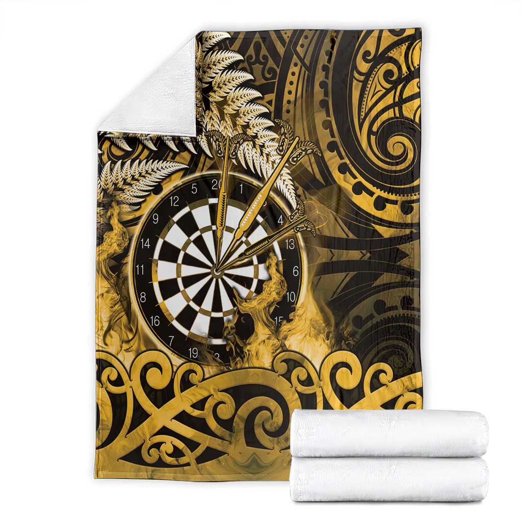 New Zealand Darts Blanket Maori Koru Dartboard Gold Flame LT05 - Polynesian Pride