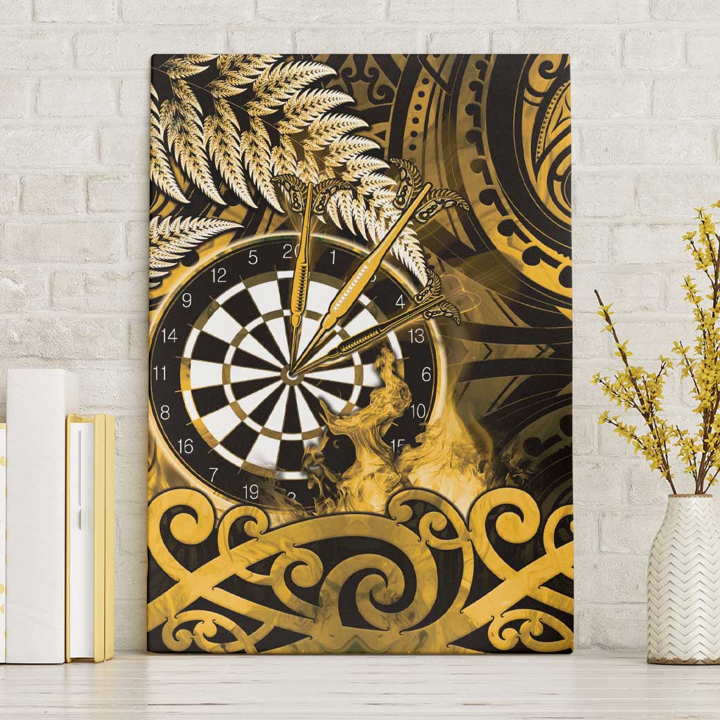 New Zealand Darts Canvas Wall Art Maori Koru Dartboard Gold Flame LT05 Without Frame Gold - Polynesian Pride